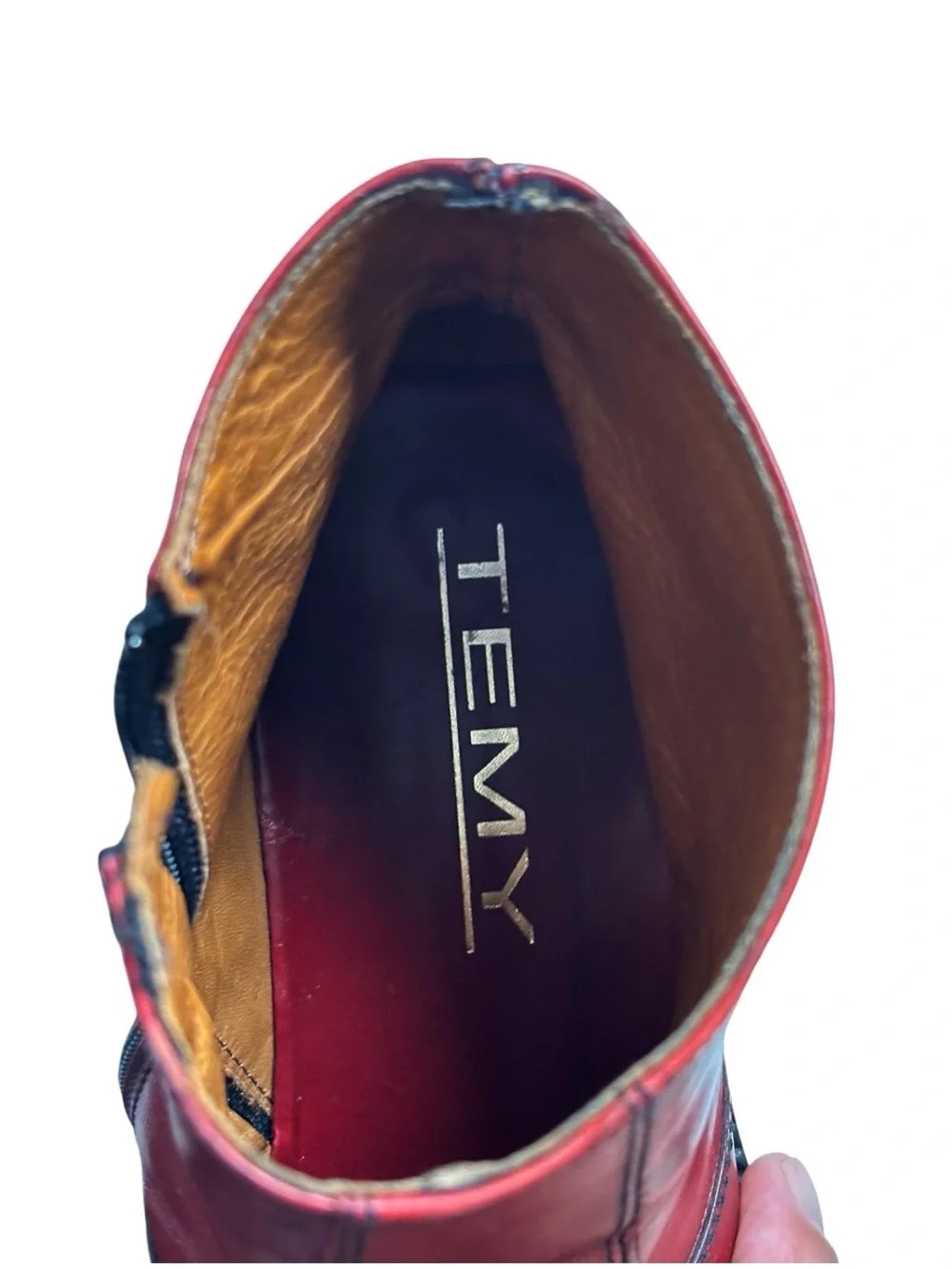 TEMY Vintage Italian Men’s Leather Burgundy/Red Ankle Boot with side zip | EU 42